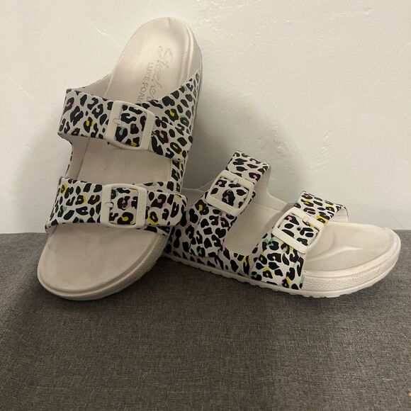 Skechers Cali Gear with Luxe Foam Sandals Leppard Pattern Used Sz 9 - Picture 1 of 5